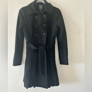 Armani Exchange black wool belted coat